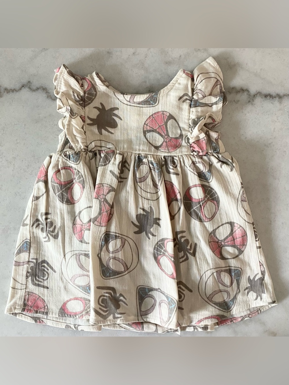 Marvel Spider & His Amazing Friends Baby Girl 100%  Cotton Gauze Dress 12 Months